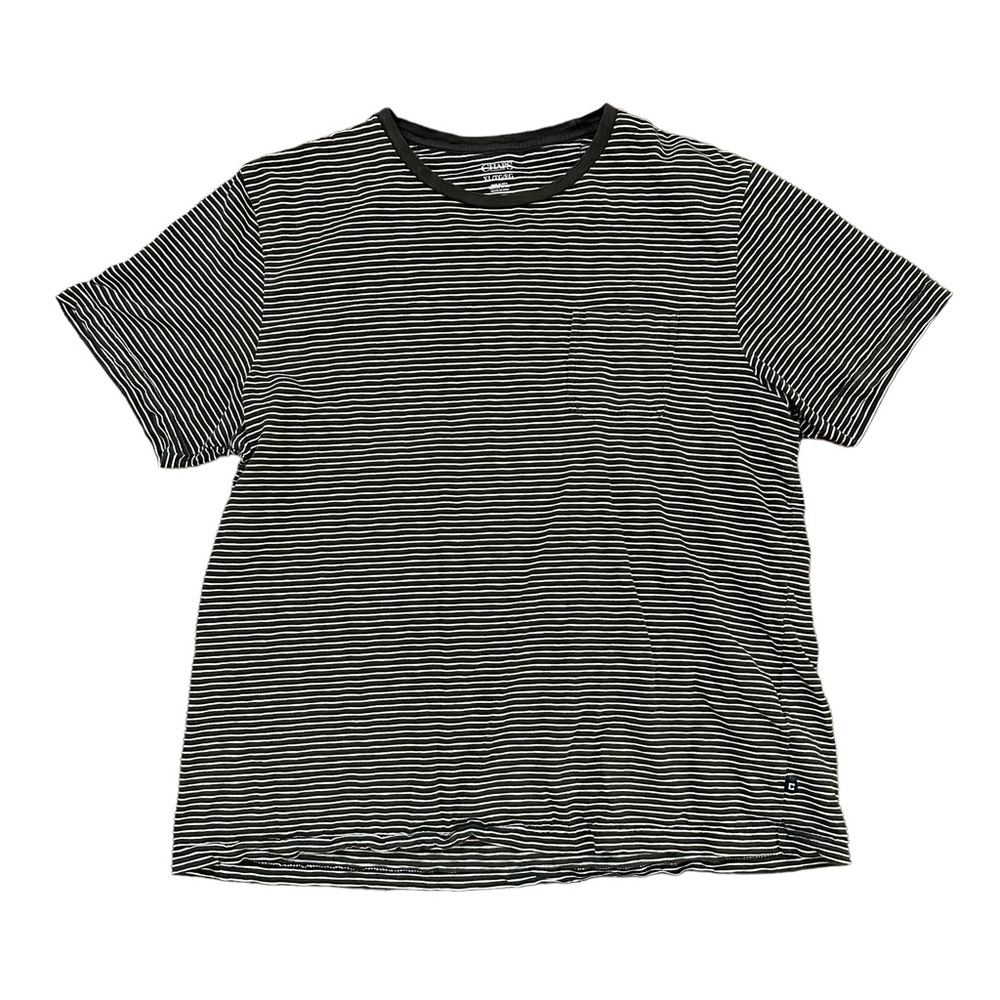 Chaps black and white stripe pocket T-shirt